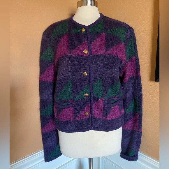 Geiger Wool Sweater Made in Austria Colorful Cardigan 38 or M - Picture 2 of 12